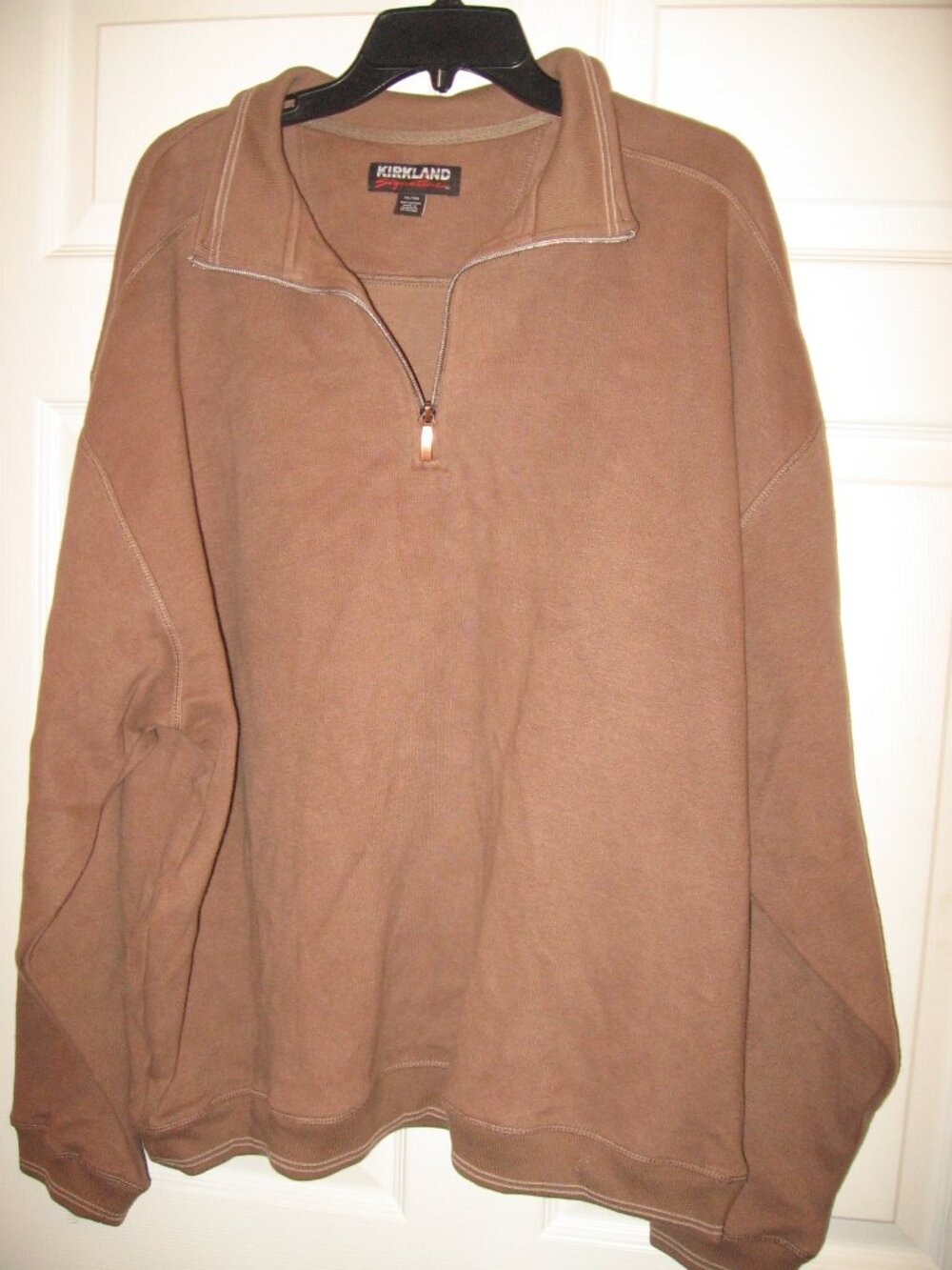 Kirkland Signature 1/4 Zip Long Sleeve Polo Sweater Men's XXL Brown